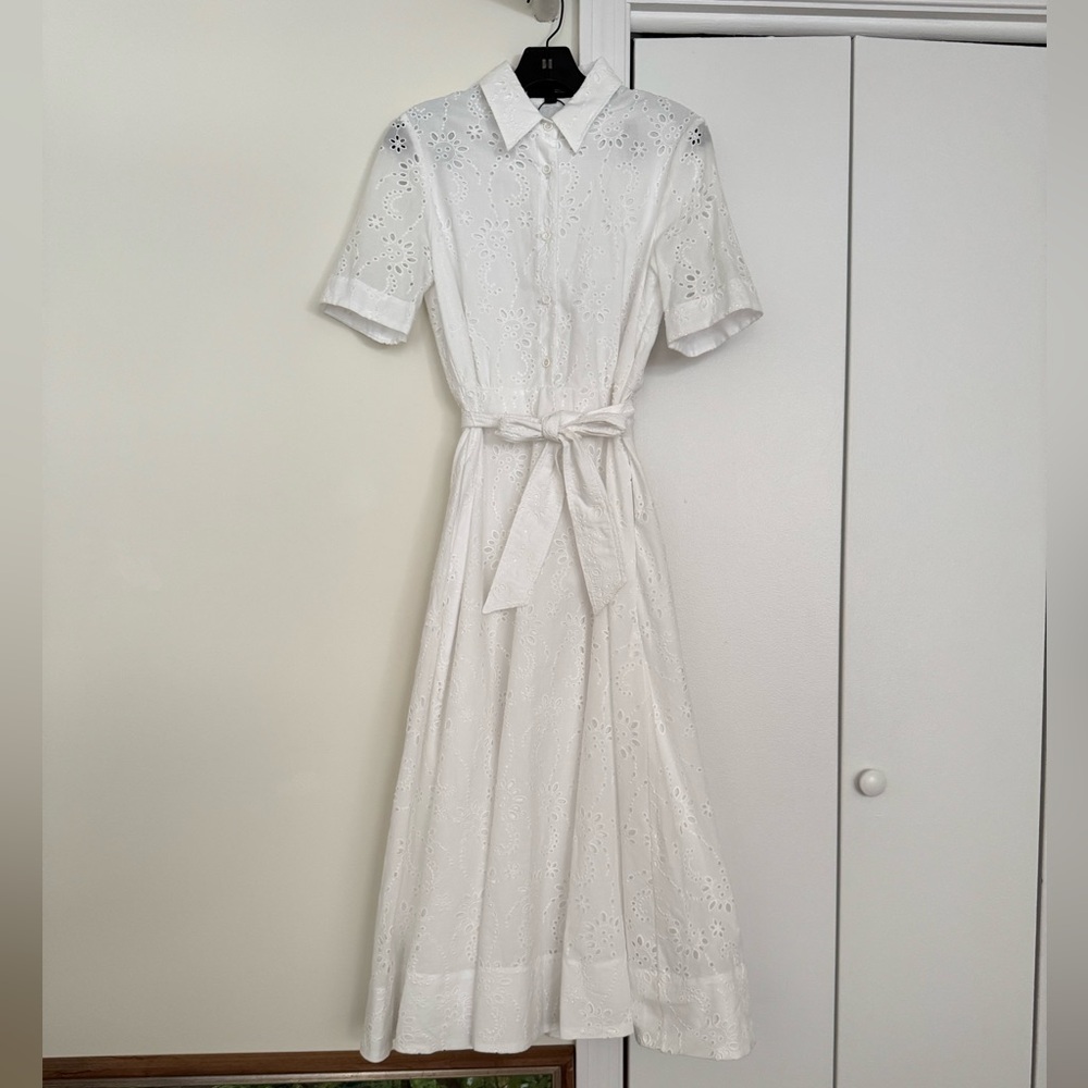 Zara White Eyelet Midi Dress - Picture 6 of 9